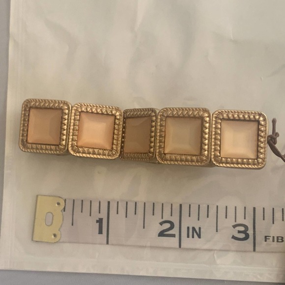 peach square gem set in gold tone bracelet NWT - Picture 1 of 5